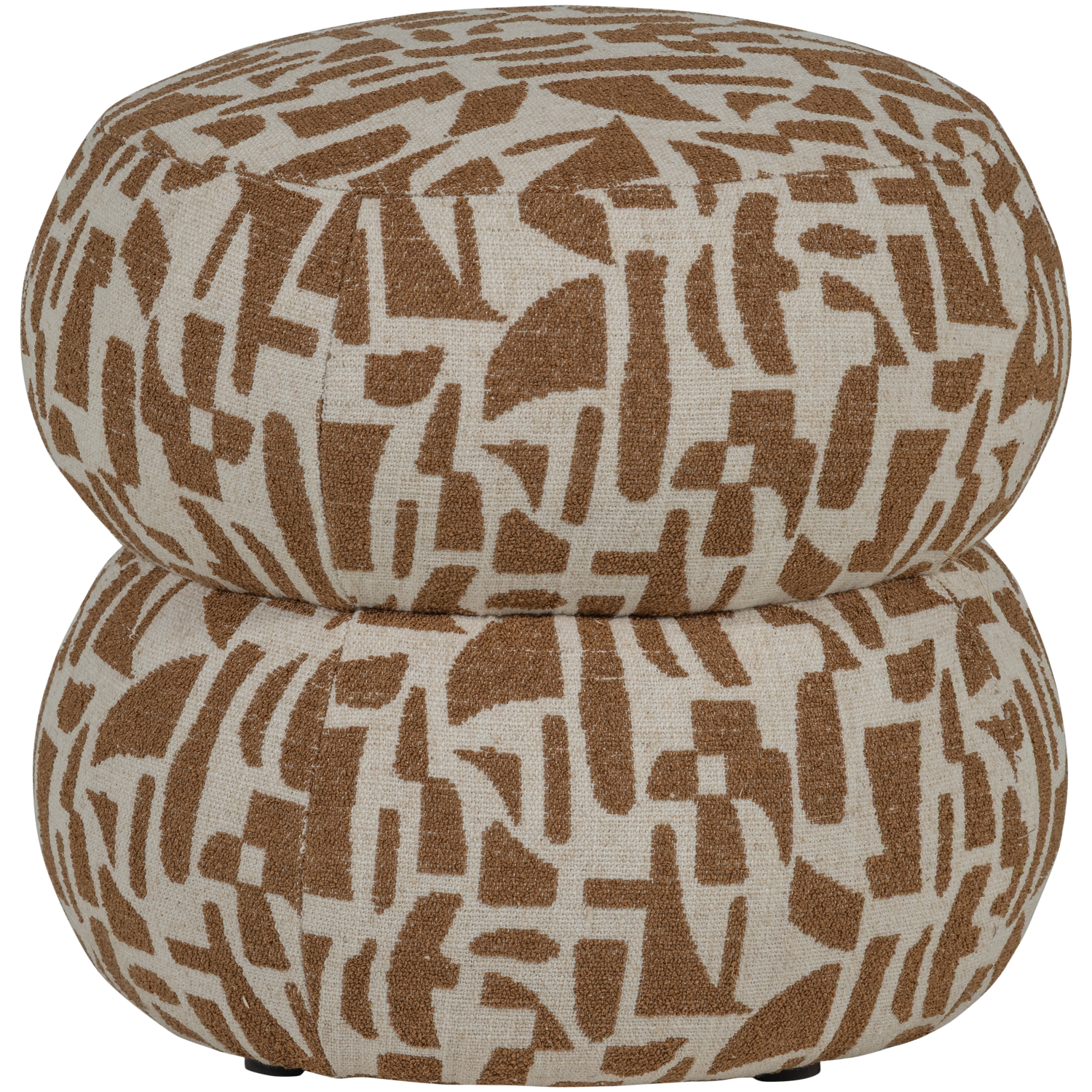 WOOOD poef Anic - Polyester - Grafisch Patroon - Bruin