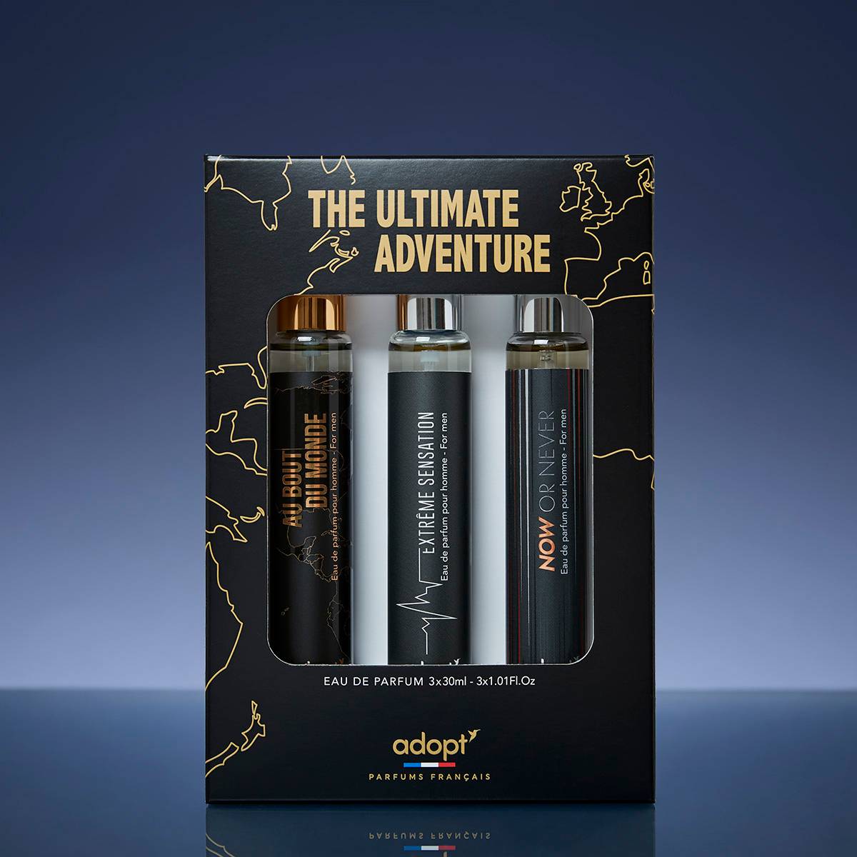 Ultimate AdventureCoffret 3 eaux de parfums Au Bout du Monde 30 ml, Extrême Sensation 30 ml, Now or Never 30 ml