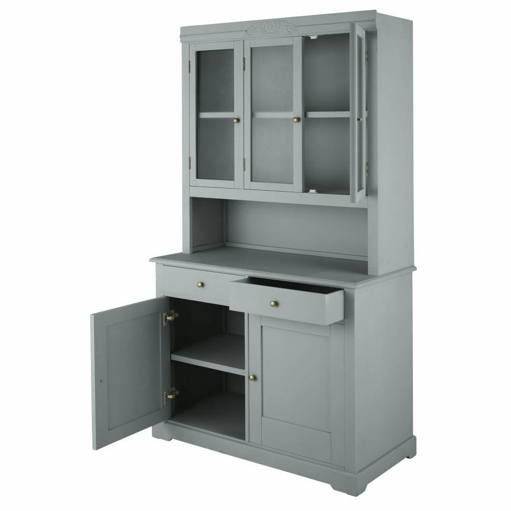 Aimée - Vaisselier 5 portes 2 tiroirs vert de gris