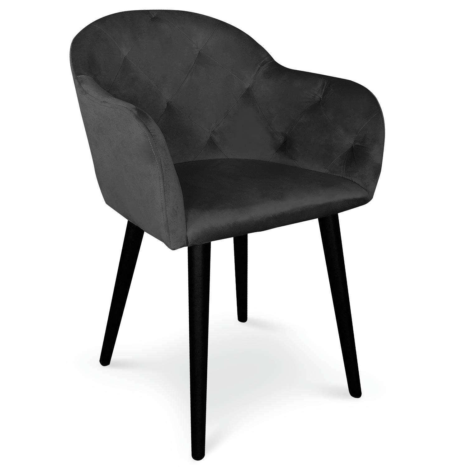 HONORINE - Fauteuil velours noir