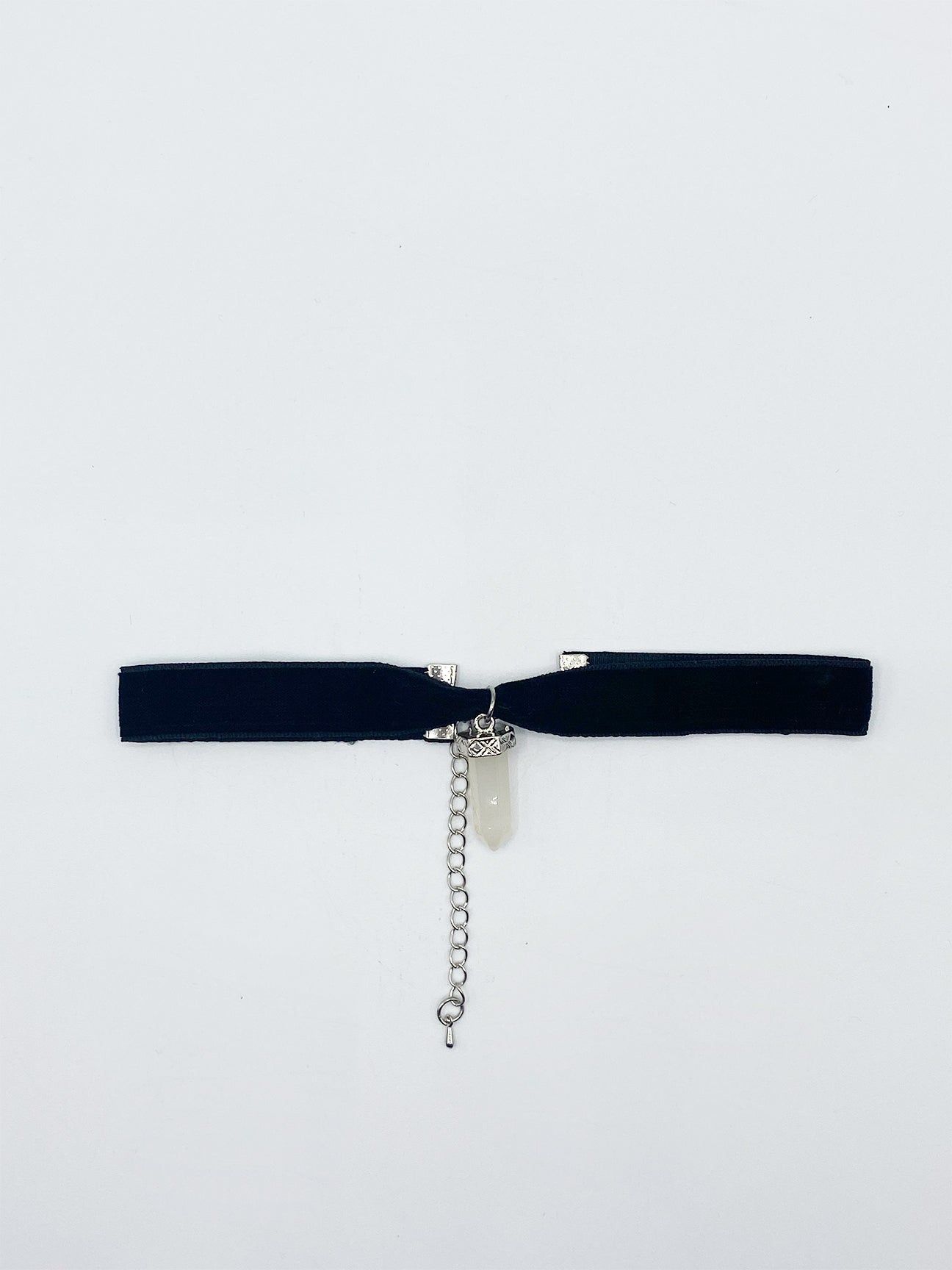 SVNX Black Faux Velvet Choker Necklace with Clear Stone Charm