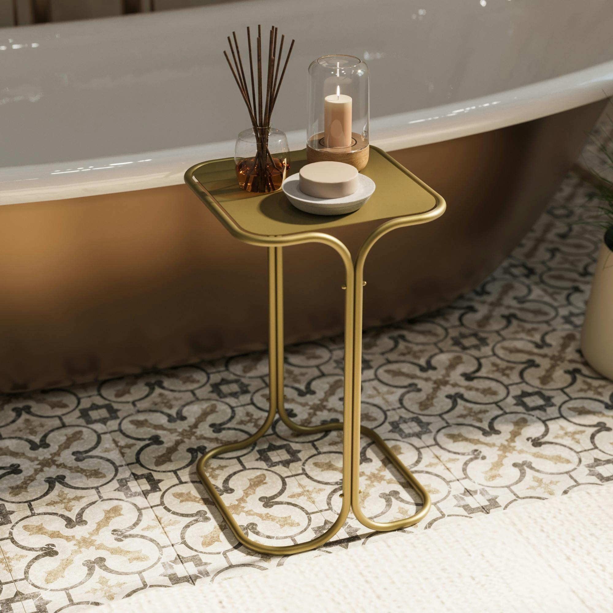 Petite table d'appoint dorée carrée - finition mate JENA