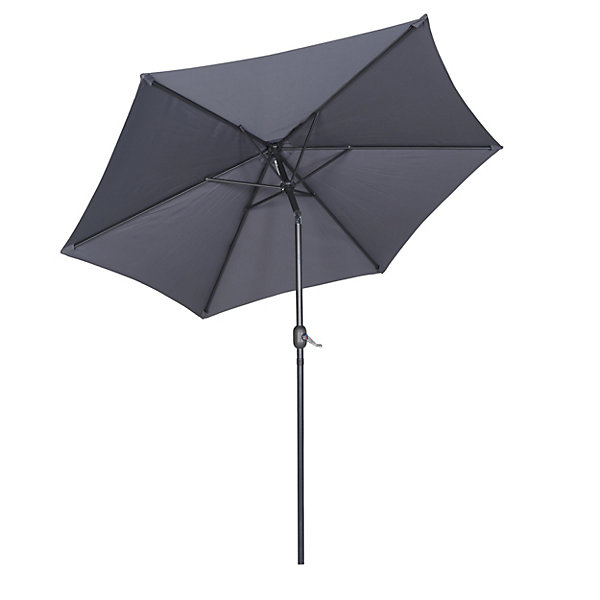Parasol droit 3m inclinable à manivelle en aluminium gris anthraciteOviala