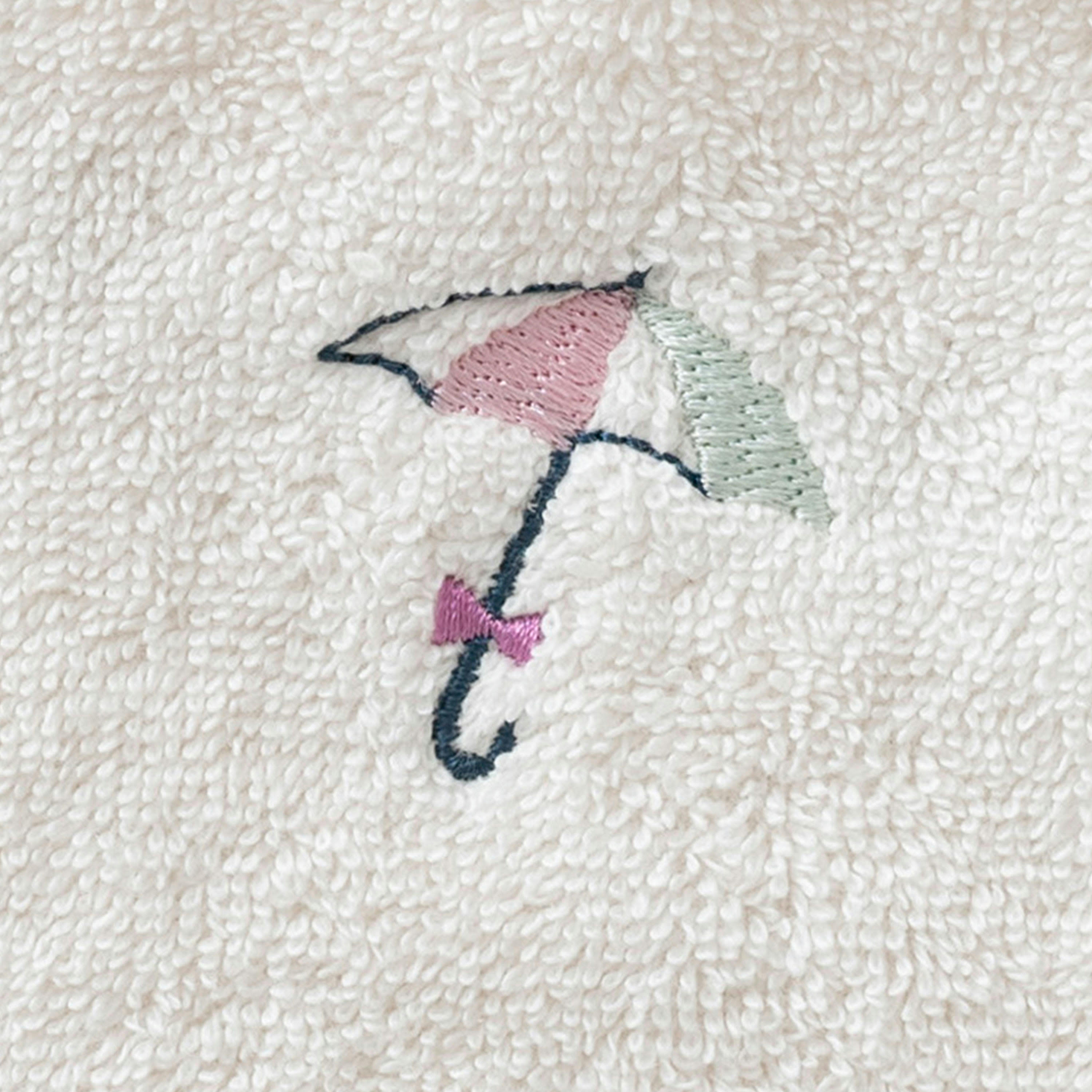 DANDINE - Gant de toilette coton bio bouclette brodé blanc 15 x 21 cm