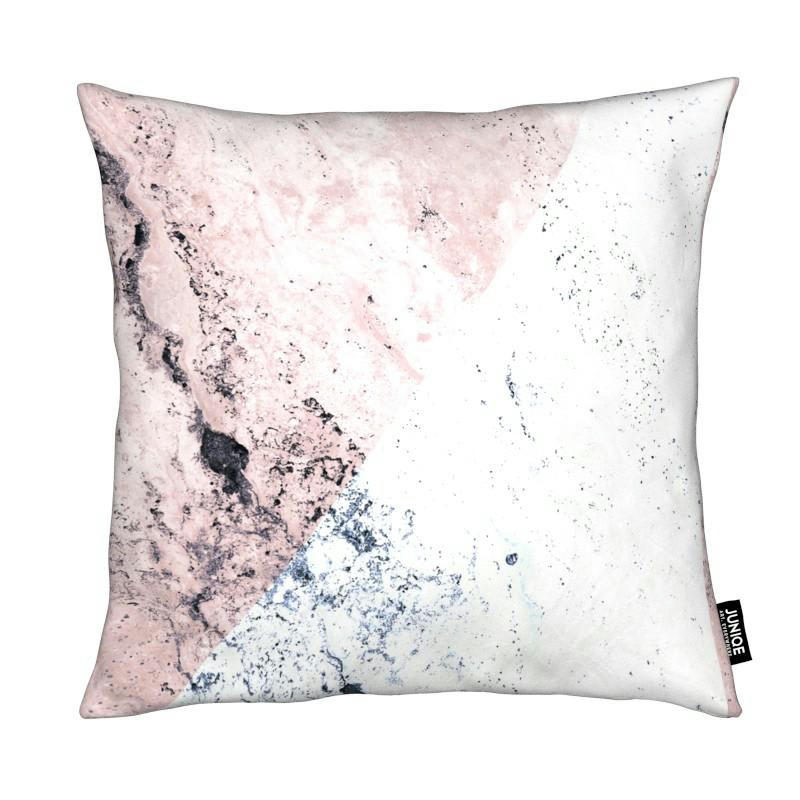 ROSE GEO MARBLE - Coussin en microfibre en blanc & gris 30x30