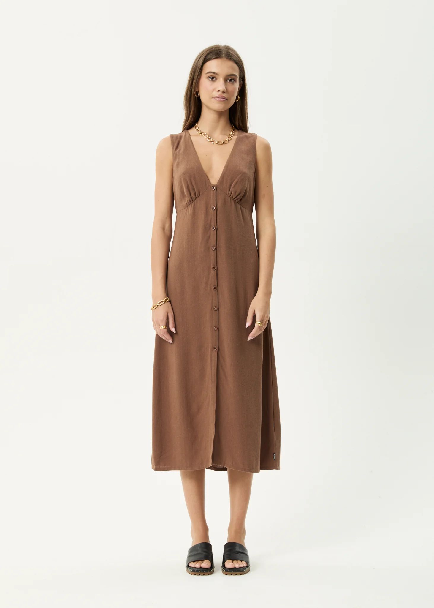 AFENDS Womens Hartley - Maxi Dress - Cinnamon