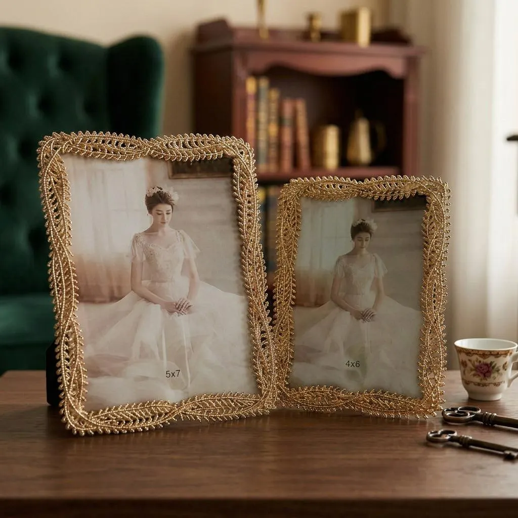 Ornate Gold Picture Frame, Vintage Wedding Photo Frame, Antique Style Tabletop Display