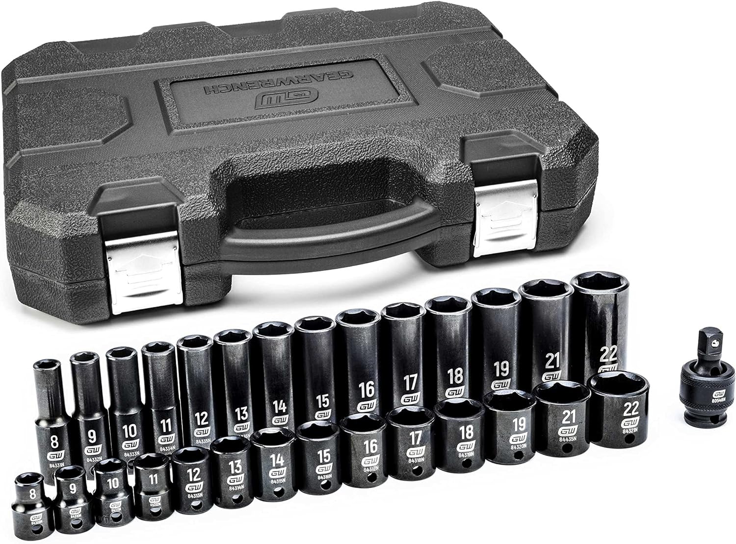 GEARWRENCH 29 Pc. 3/8 Drive 6 Pt. Impact Socket Set, Standard & Deep, Metric - 84925N