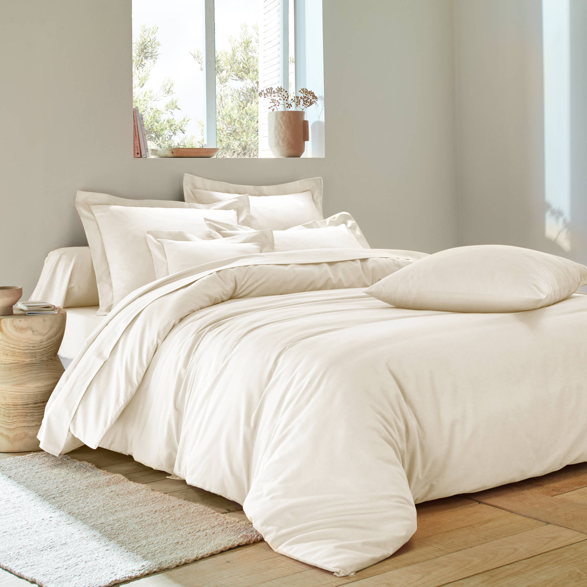 Linge de lit uni polyester-coton Colombine