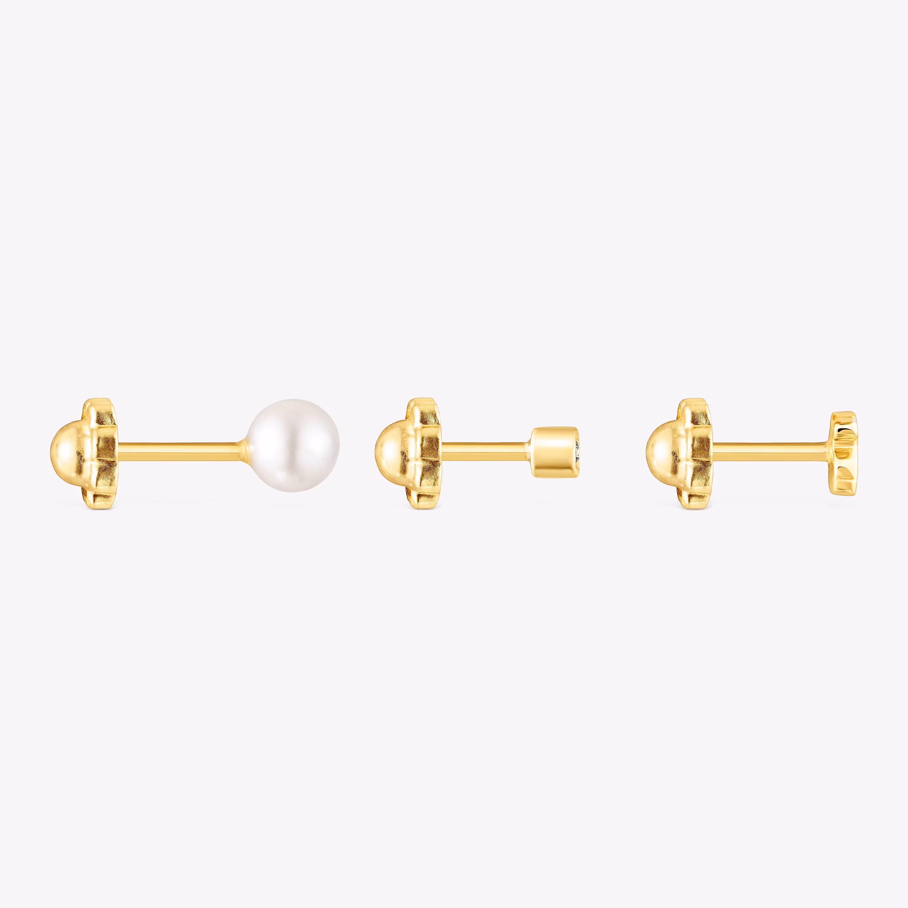 Pack de Piercings de oreja TOUS Pearl de oro con diamante y perla