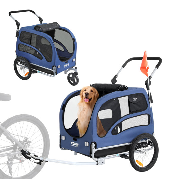 Przyczepka rowerowa dla psa do przewozu transporter do 45 kg niebieska