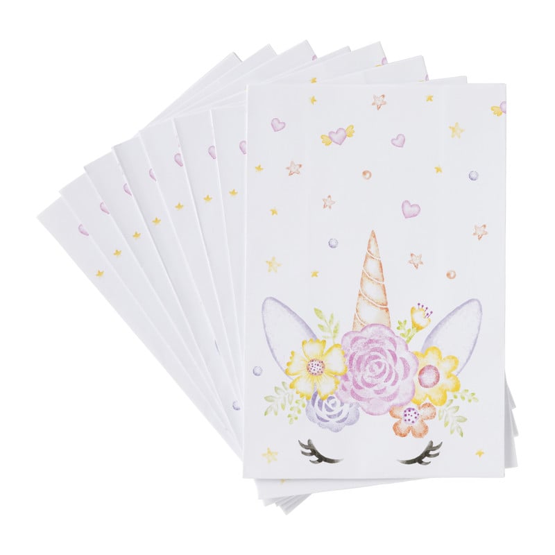 Unicorn uitdeelzakjes - multikleur - set van 8