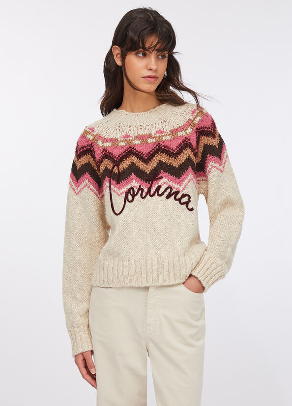 Maglia jacquard con ricamo