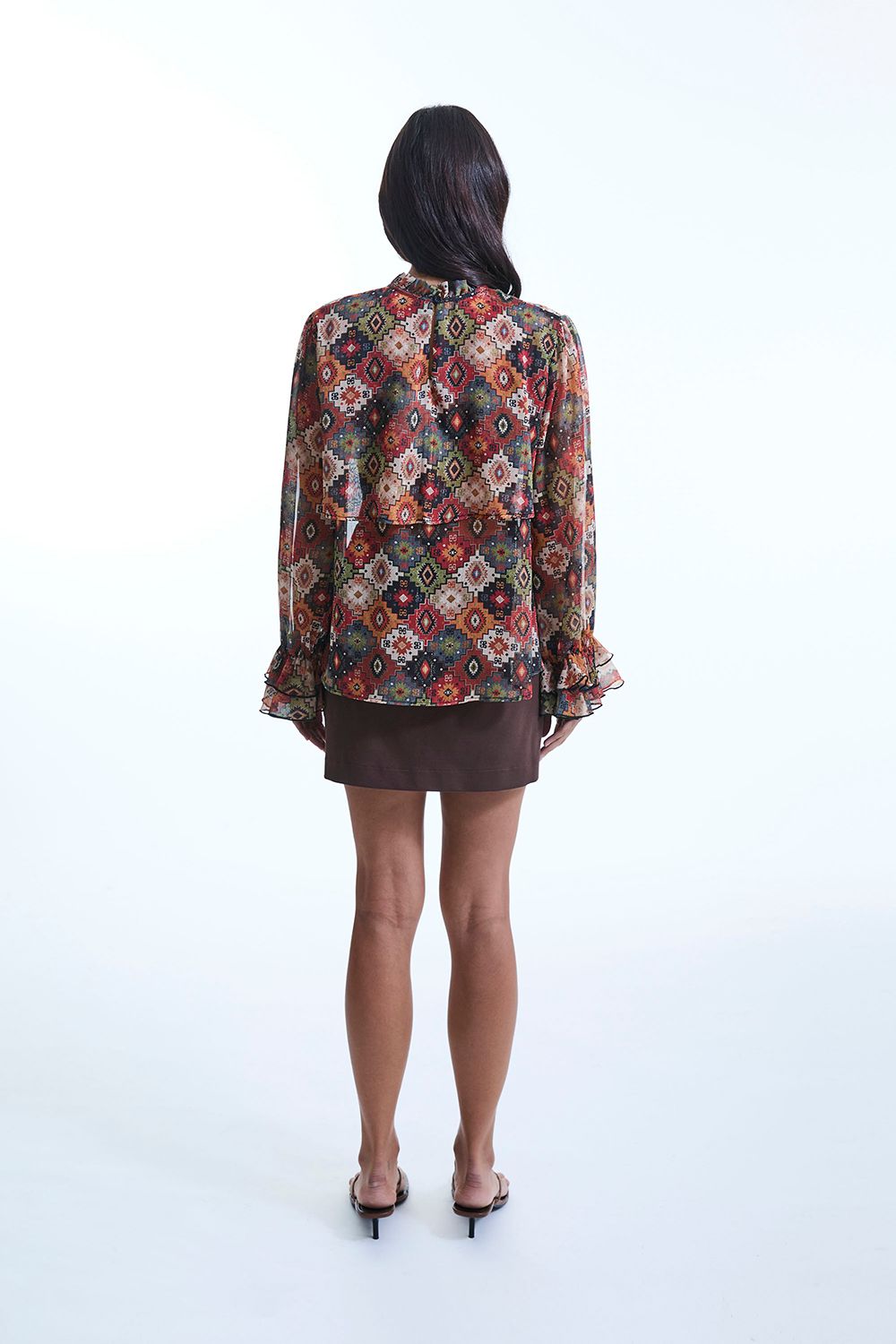 James Lakeland Birds Eye Ruffle Blouse