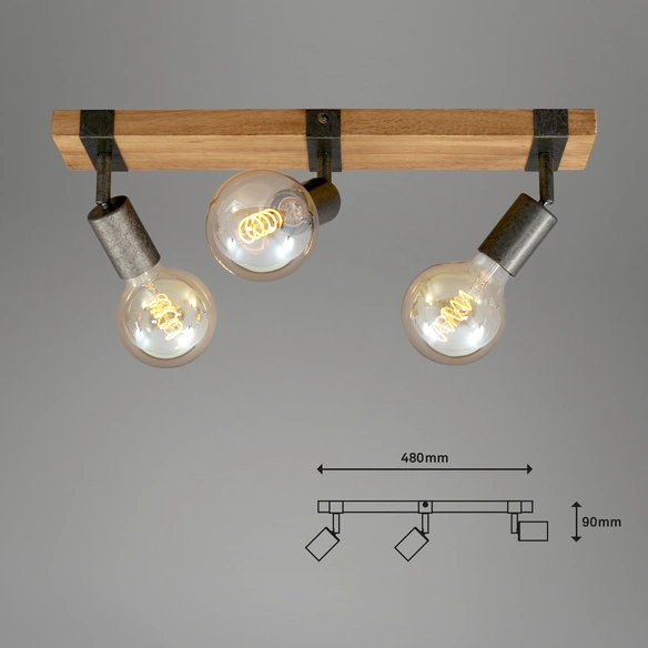 Spotleuchte »WOOD BASIC«, Länge: 28 cm, Höhe: 9 cm, graumetallic