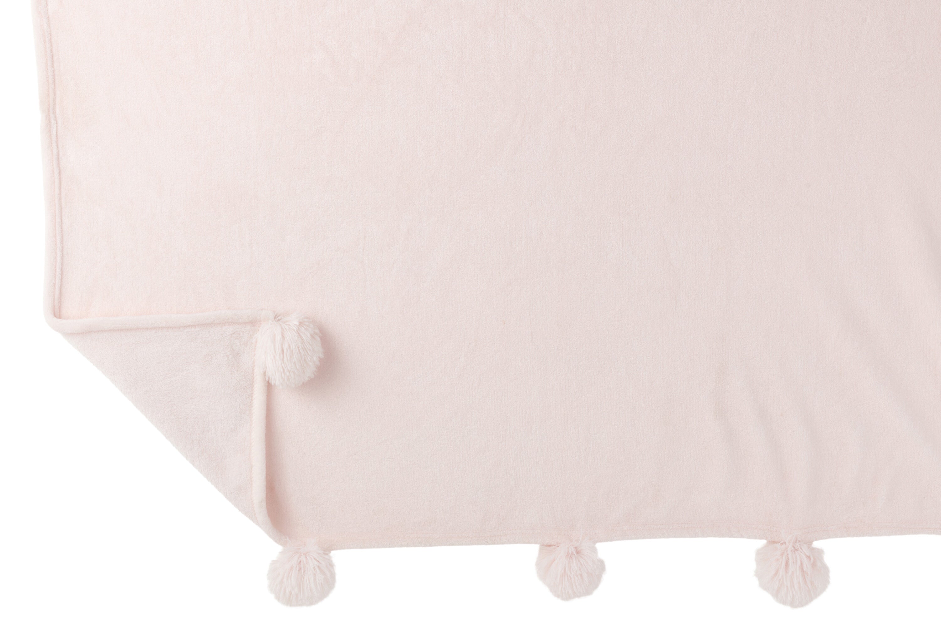 J-Line plaid Pompom - polyester - lichtroze - 170 x 130 cm