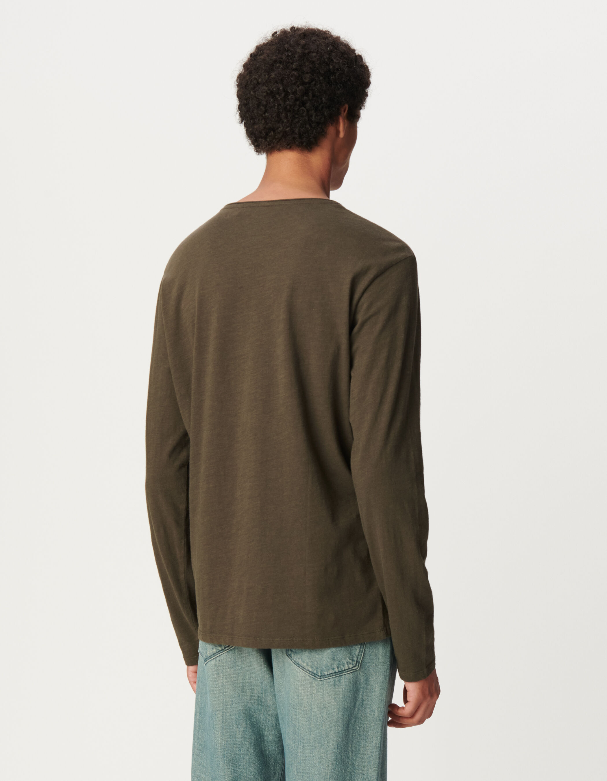 T-shirt L'Essentiel kaki coton bio manches longues Homme