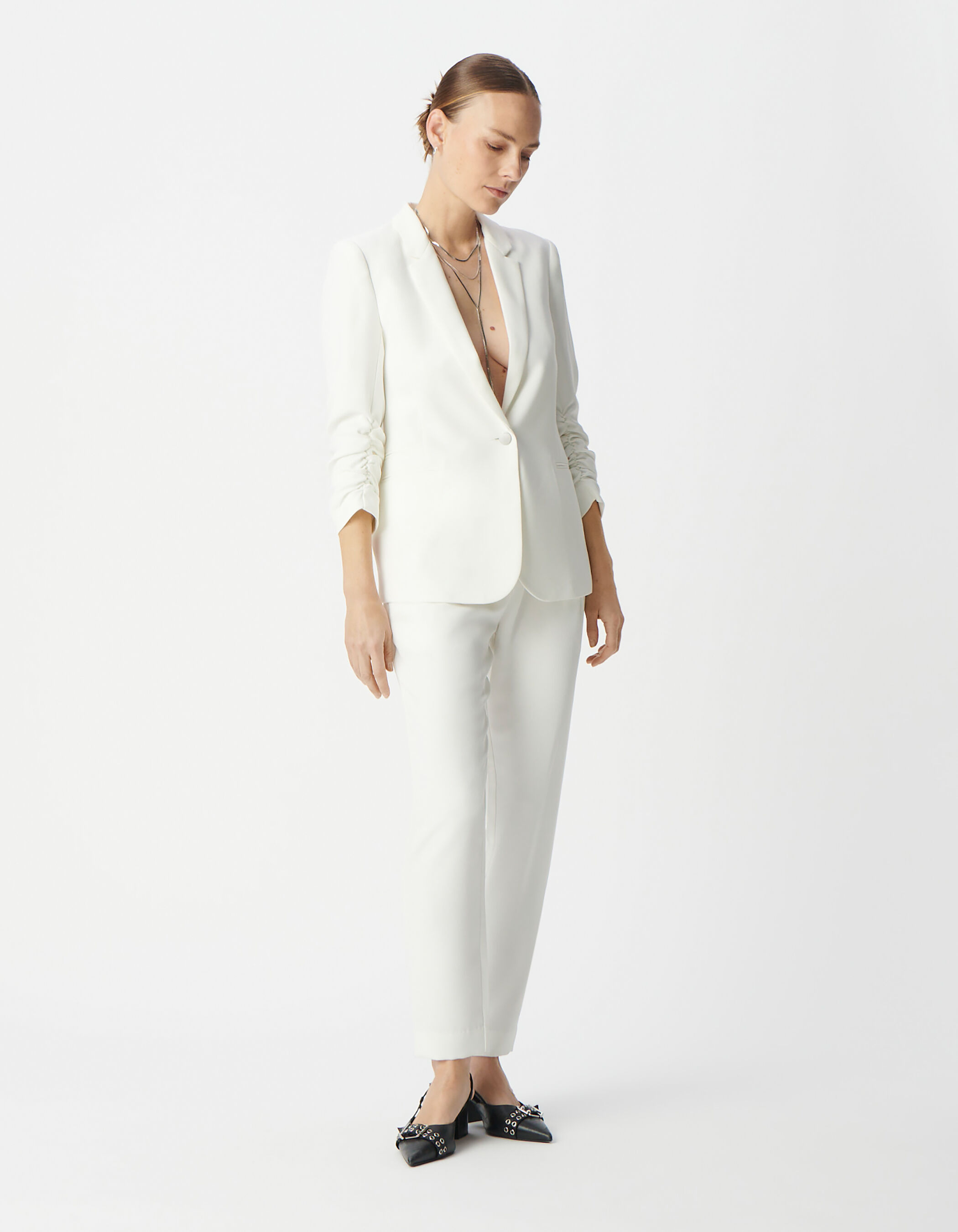 Veste de costume blanc cassé recyclé Femme