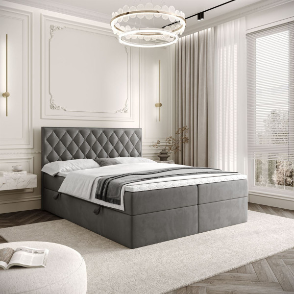 Łóżko kontynentalne INEZ z pojemnikiem na pościel 140x200, Royal Velvet 250