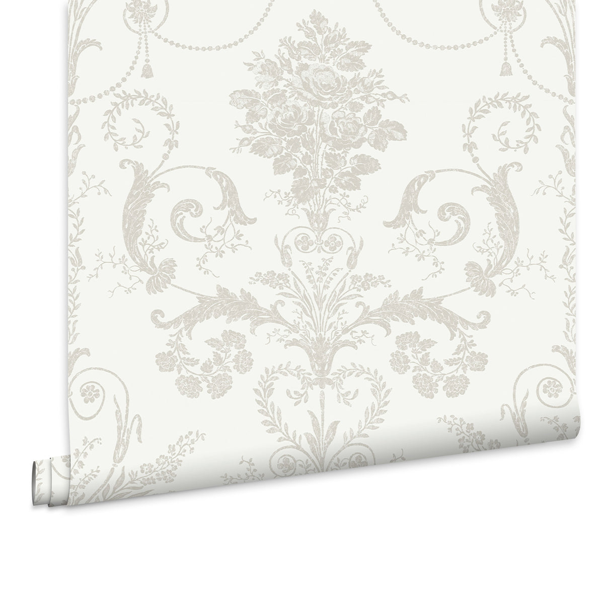 Laura Ashley Vliesbehang - Josette Dove Grey & White - 10mx52cm