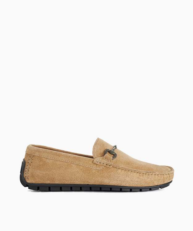 Brackon Taupe - Suede Snaffle Trim Moccasins