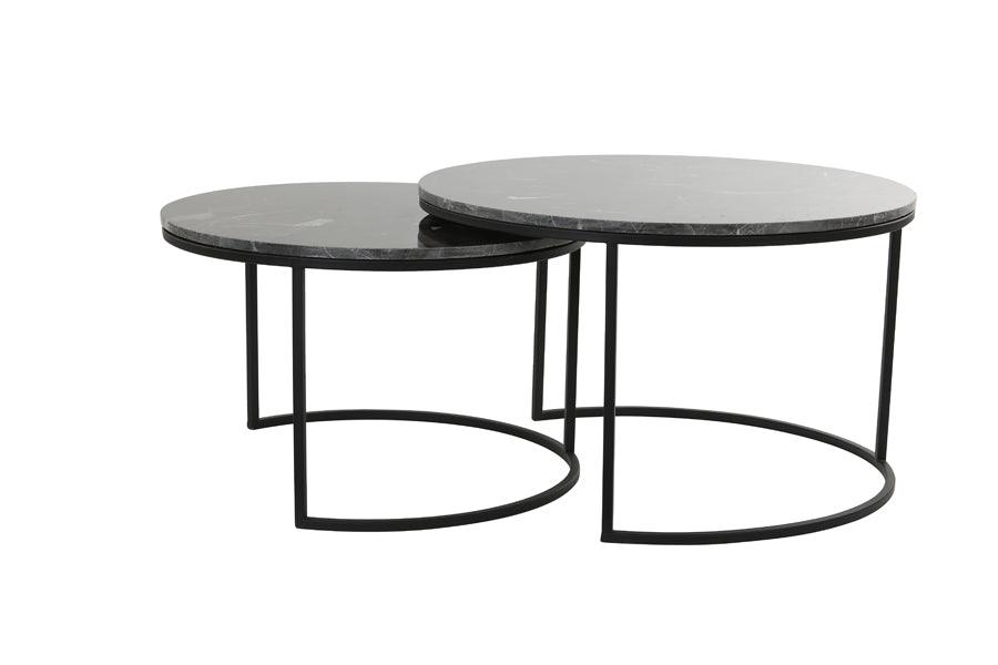 Light & Living salontafel ALFIO - Ø75x45.5cm - bruin - Set van 2