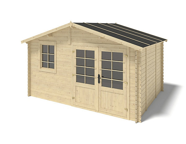 Abri de jardin en bois - 12m2 - 4x3m - Ep. 28mm - Couleur: naturel - DOM710