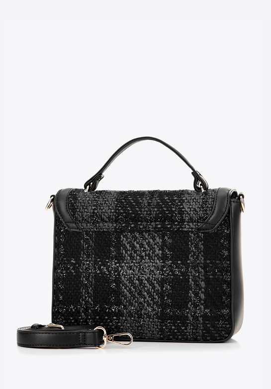 Damska torebka crossbody z tkaniny bouclé czarna