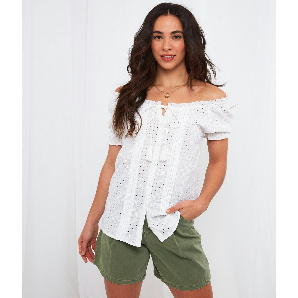 Chemisier manches courtes avec broderie