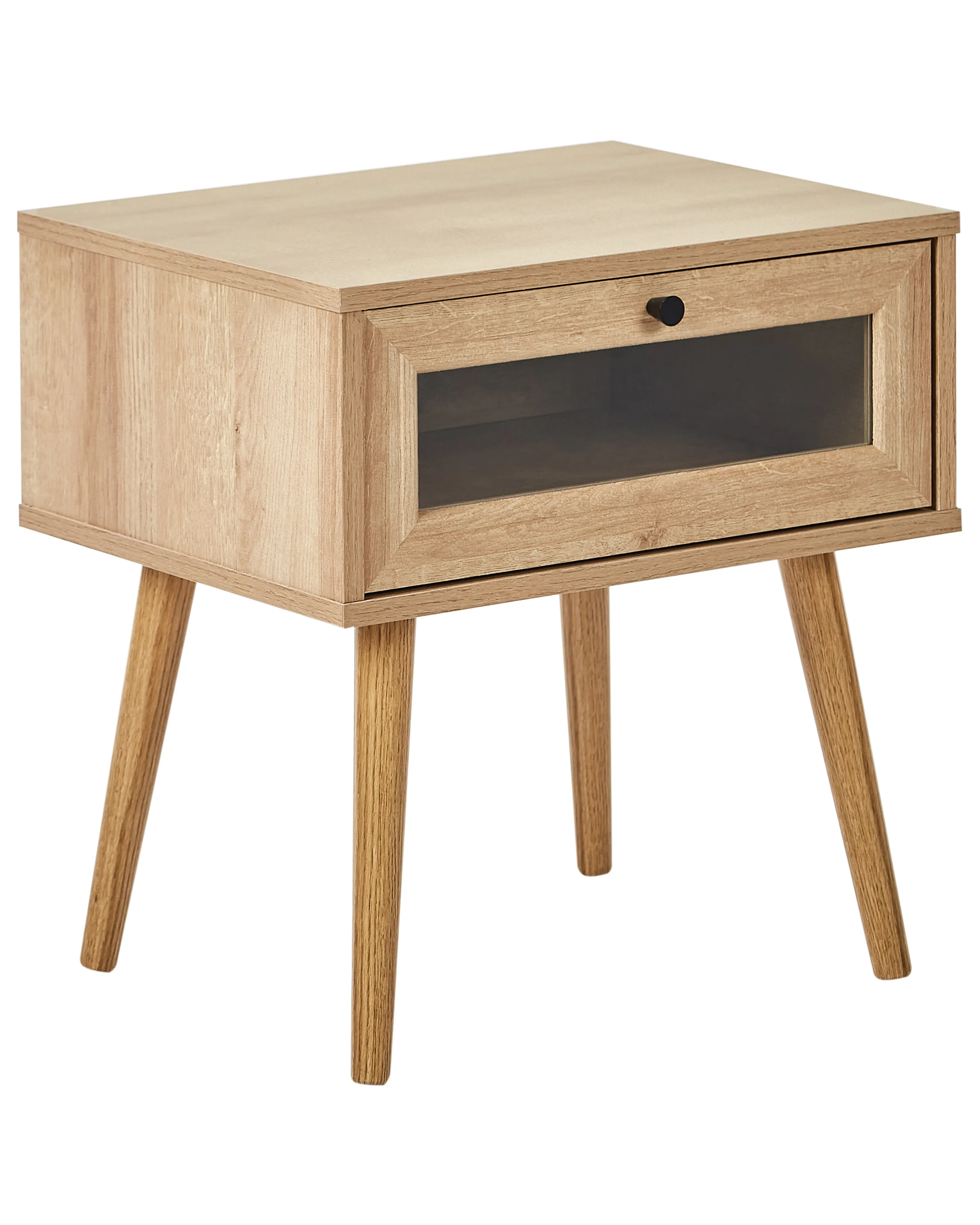 Glass Display Sideboard ALBANY 80 cm Light Brown