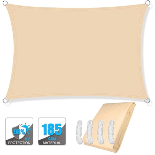 NNEOBA Rectangular Sunshade Sail UV Block Waterproof Canopy (Beige)