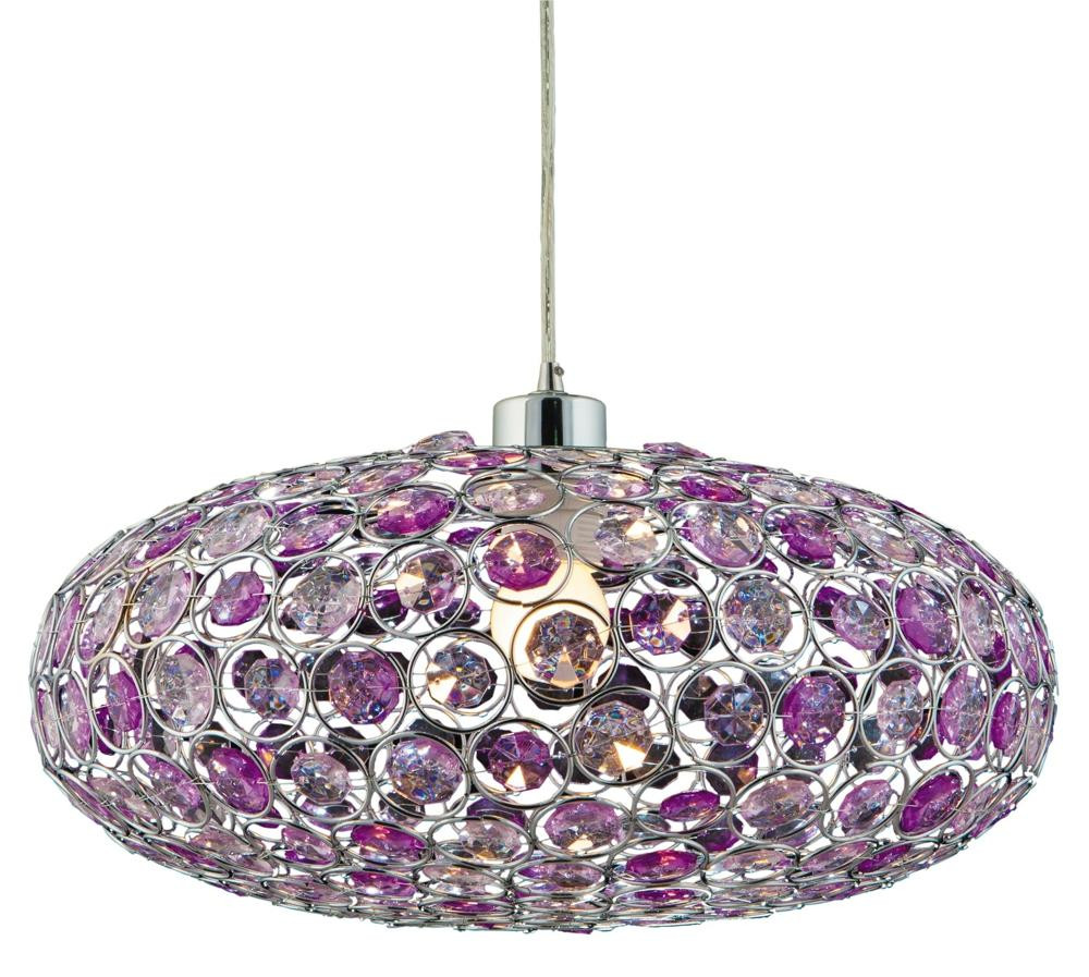 Lampa wisząca chromowana-fioletowa CRISTY 1xE27x60W Candellux