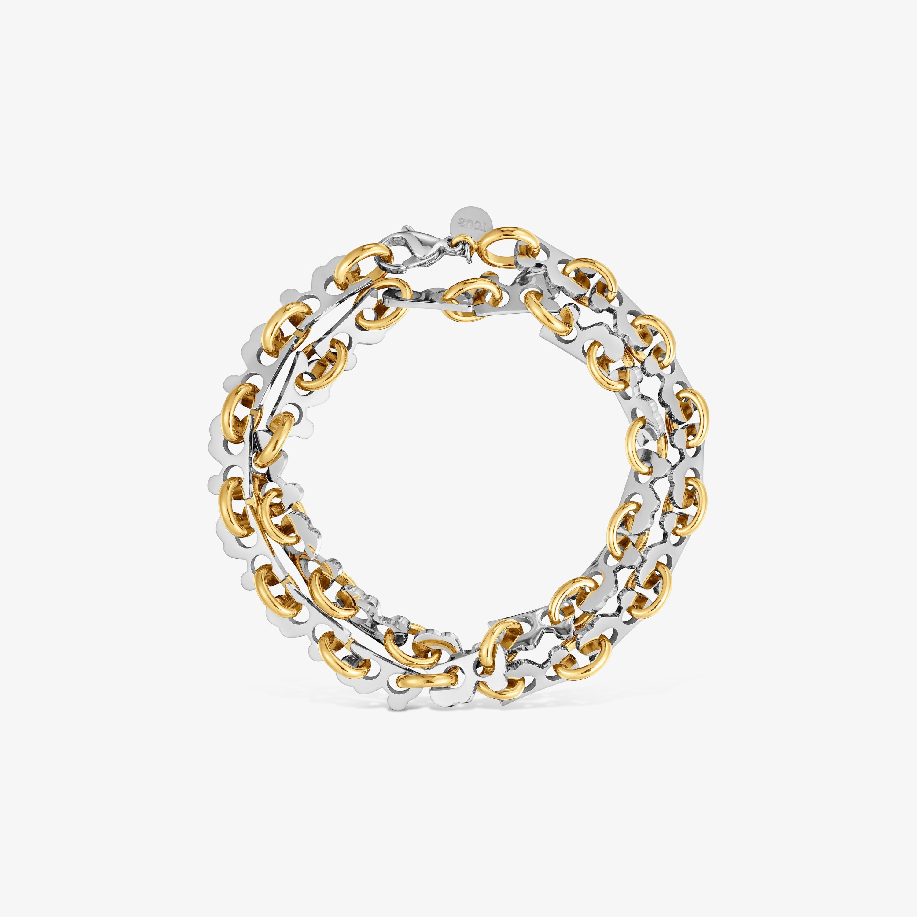 Pulsera doble de acero bicolor TOUS Half Bear