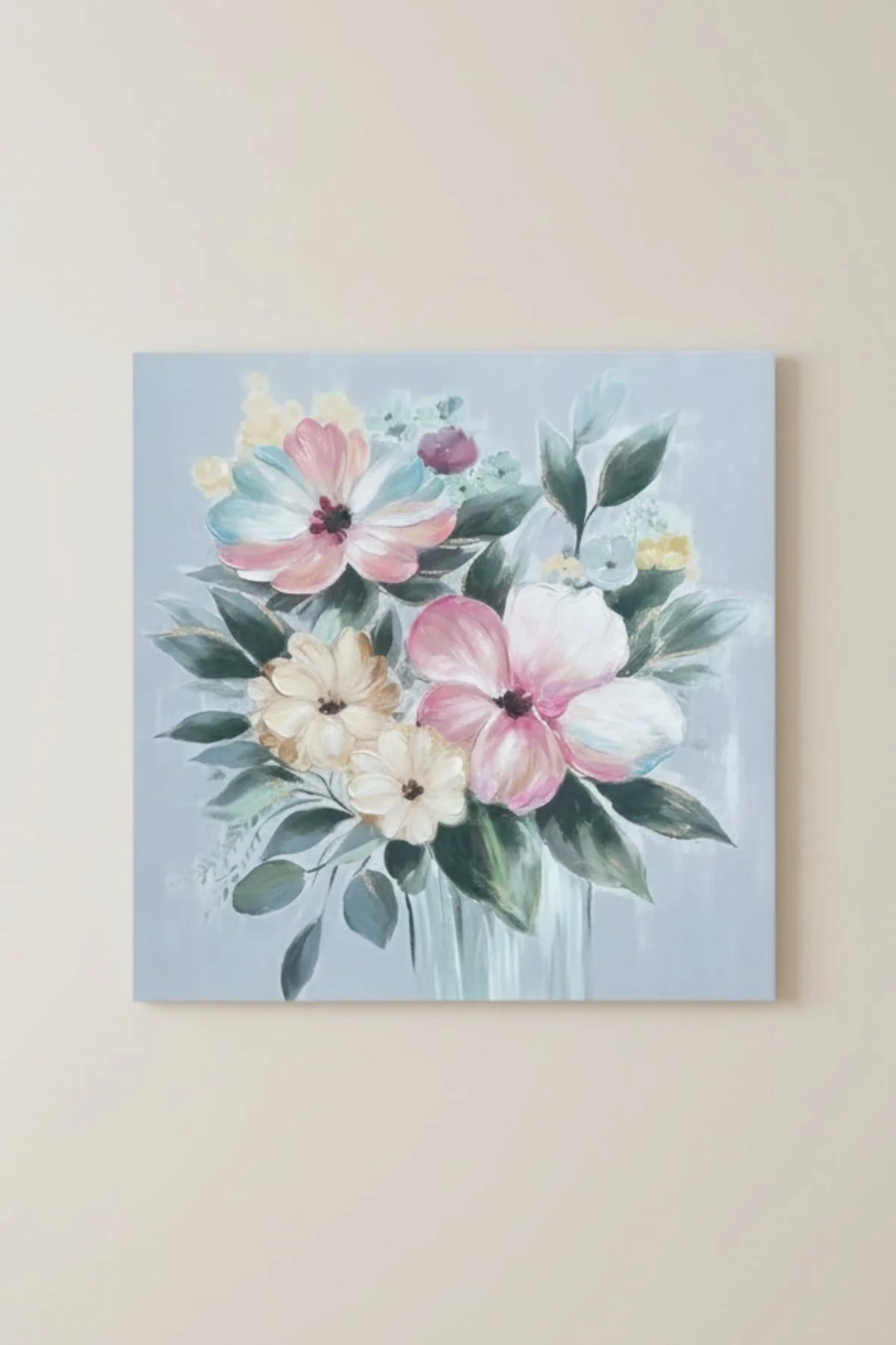 Large Floral Textured Canvas Wall Art
