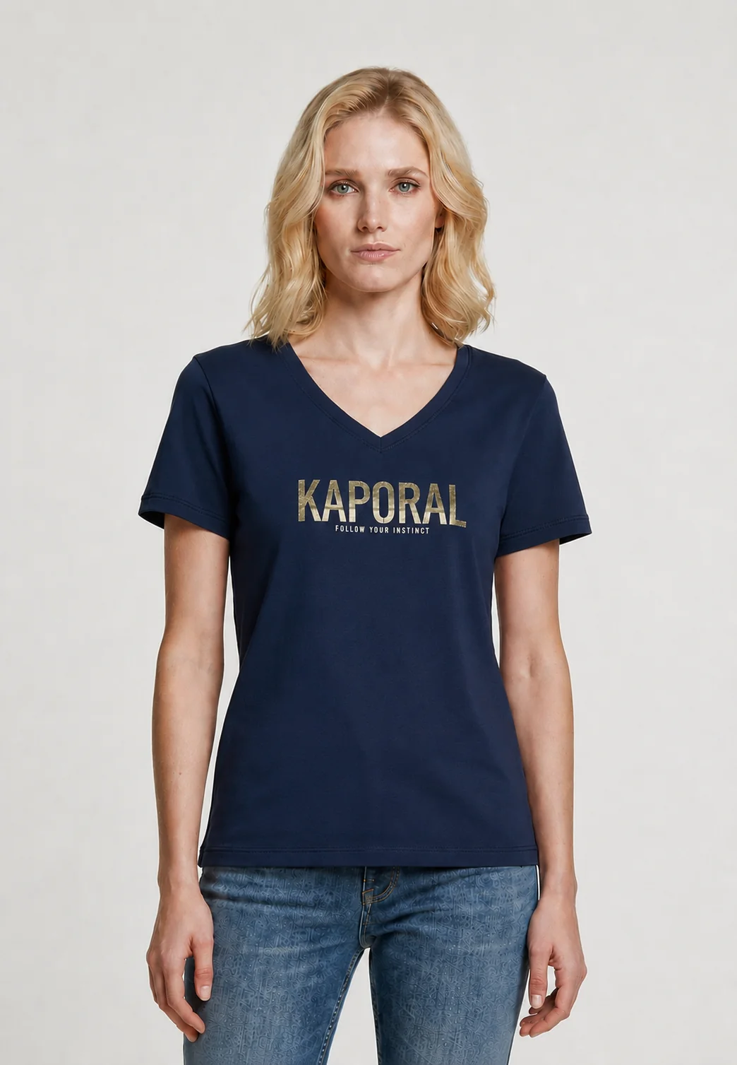T-shirt bleu marine en coton KREW