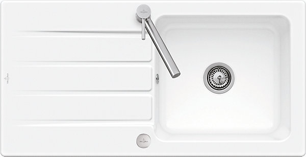 évier de cuisine en céramique 1 cuve à encastrer Villeroy &Boch Collection blanc brillant