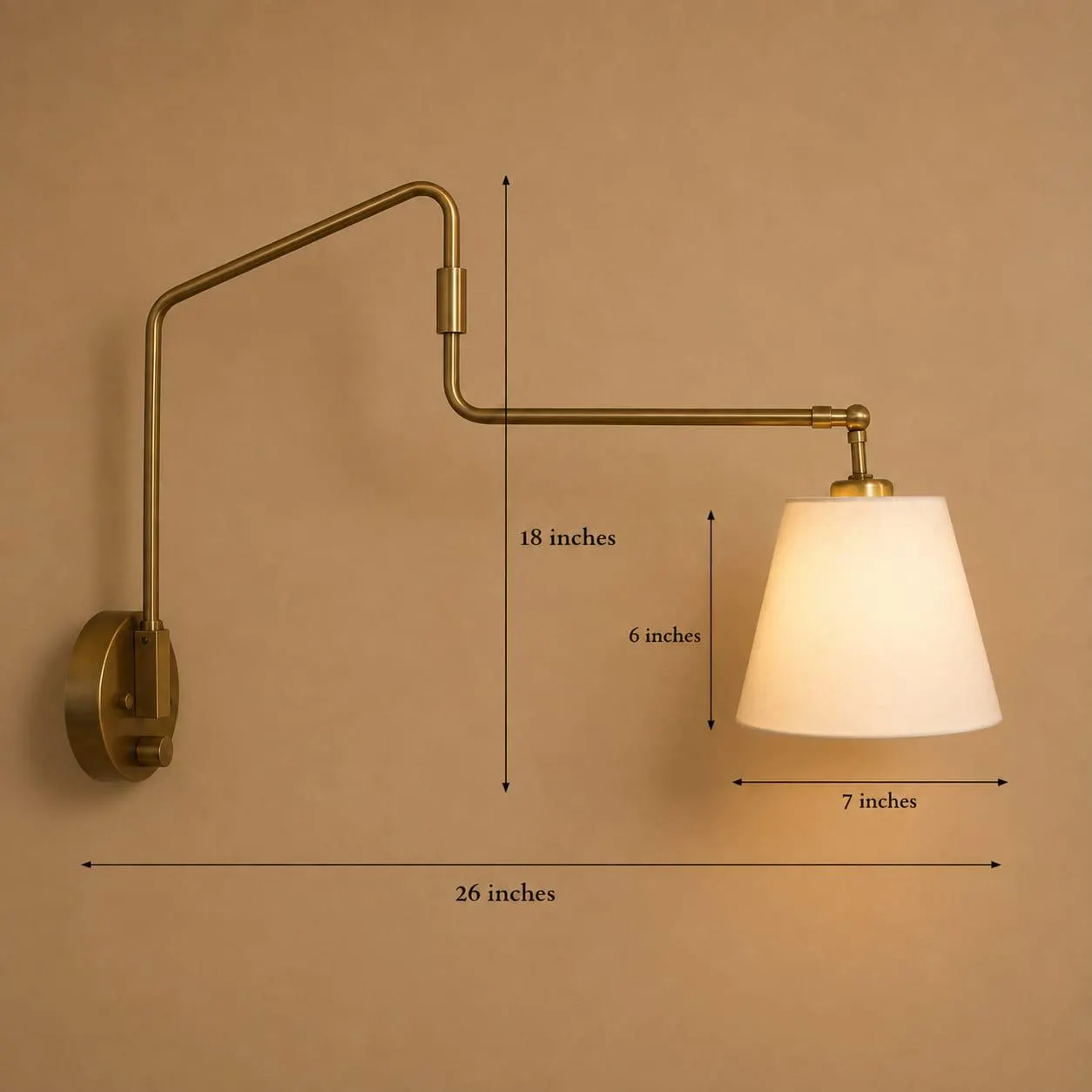 Modern Brass Articulating Wall Lamp | Adjustable Linen Shade Sconce
