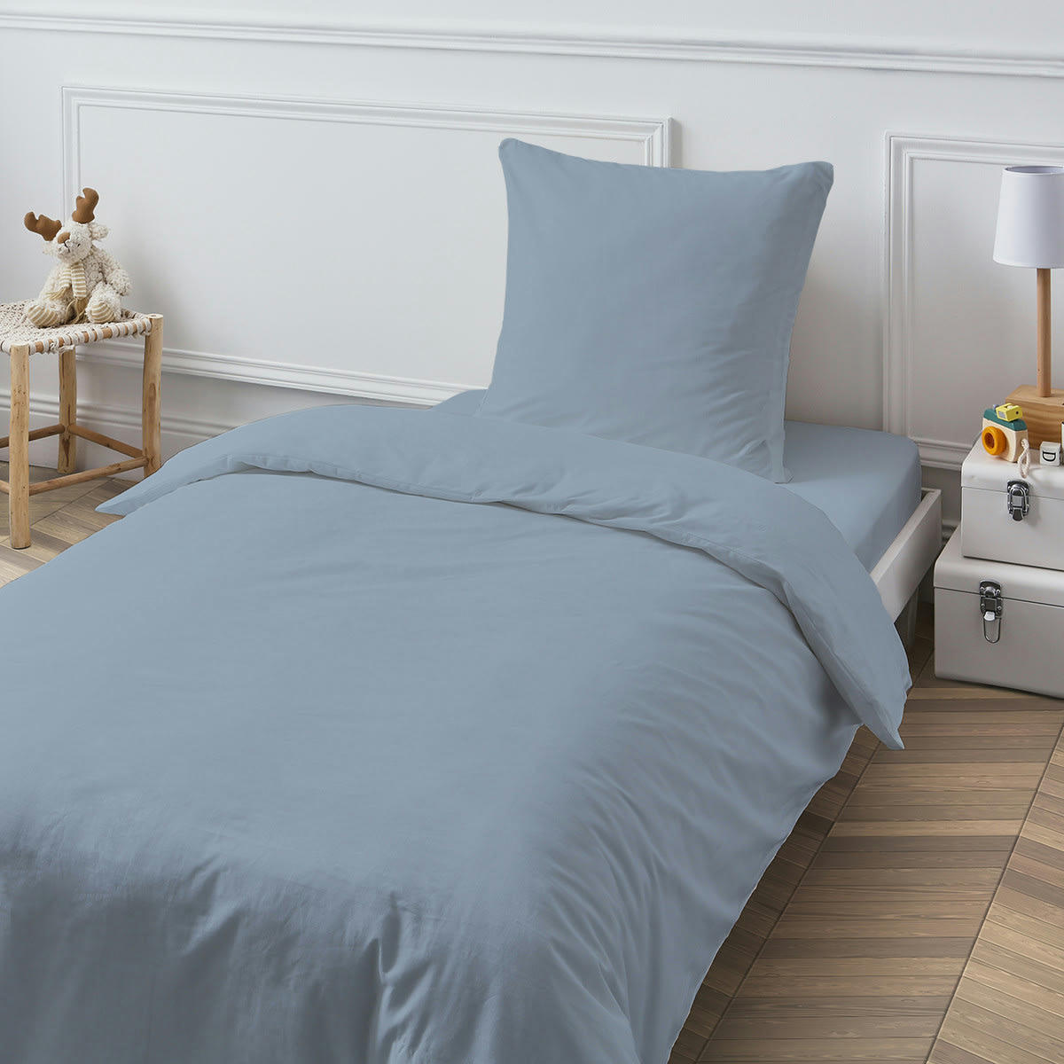 COTON UNIS - Housse de couette coton  unie nuage 140x200cm