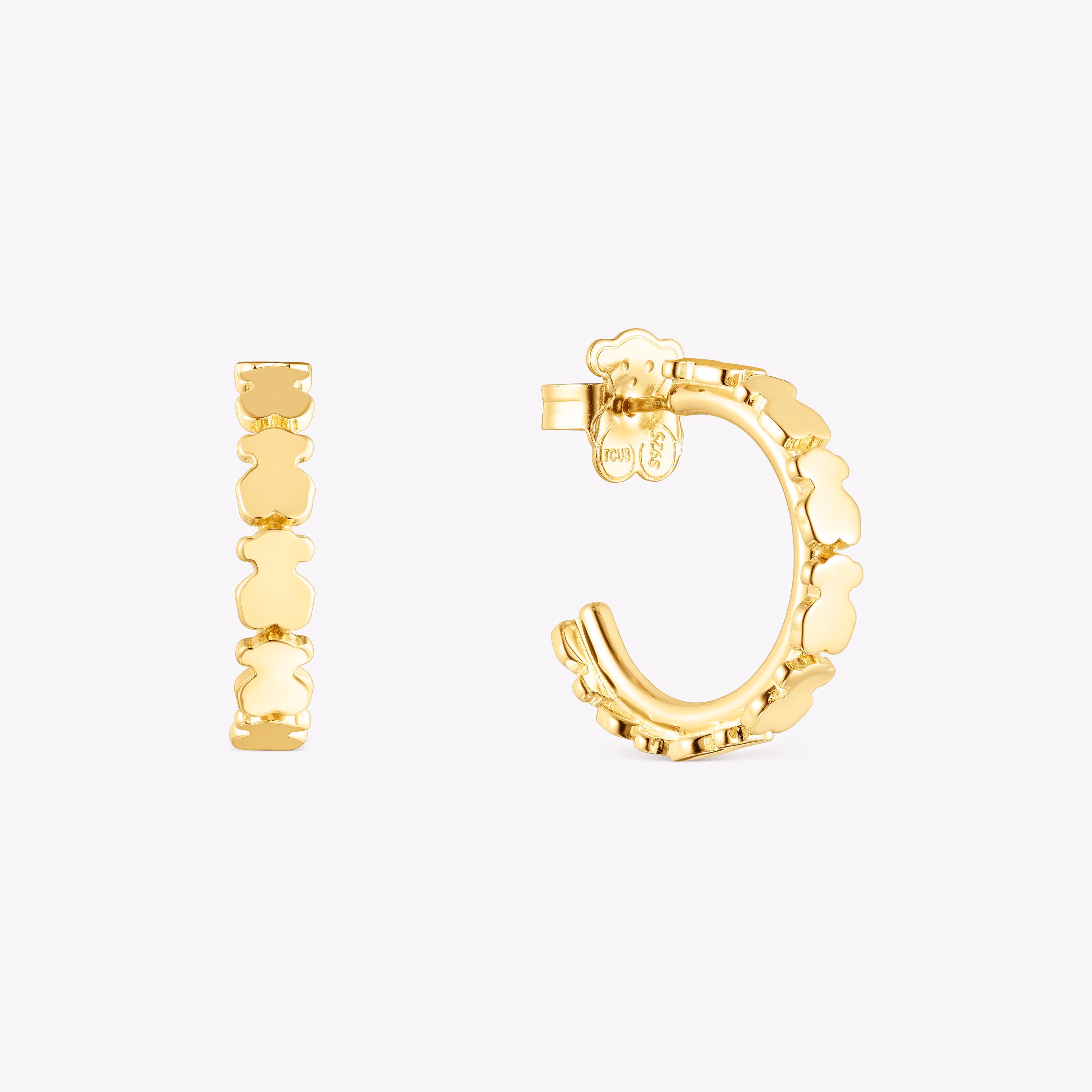 Pendientes aro con baño de oro 18 kt sobre plata Straight
