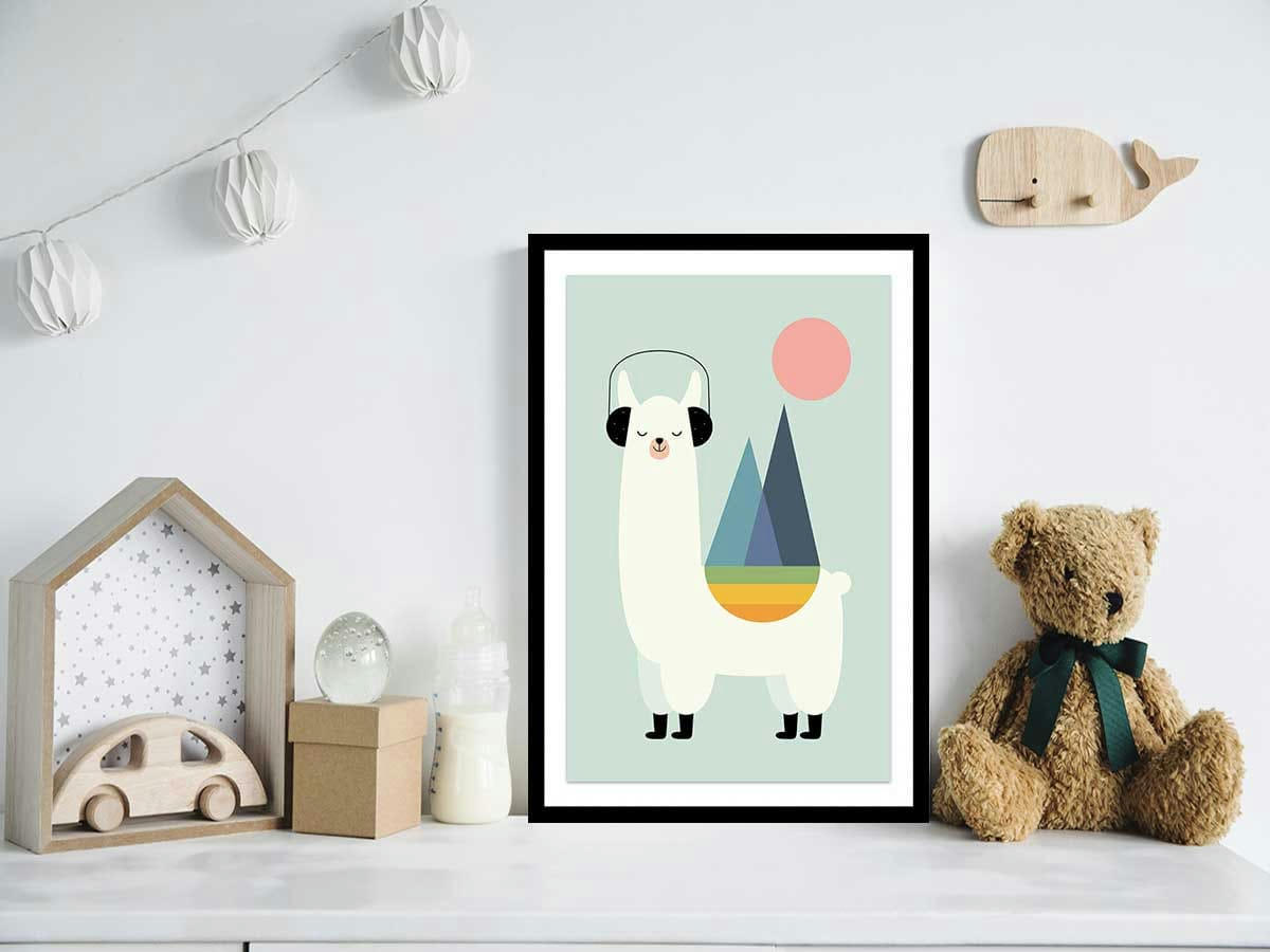 - Affiche  alpaga music avec cadre noir 40x60cm