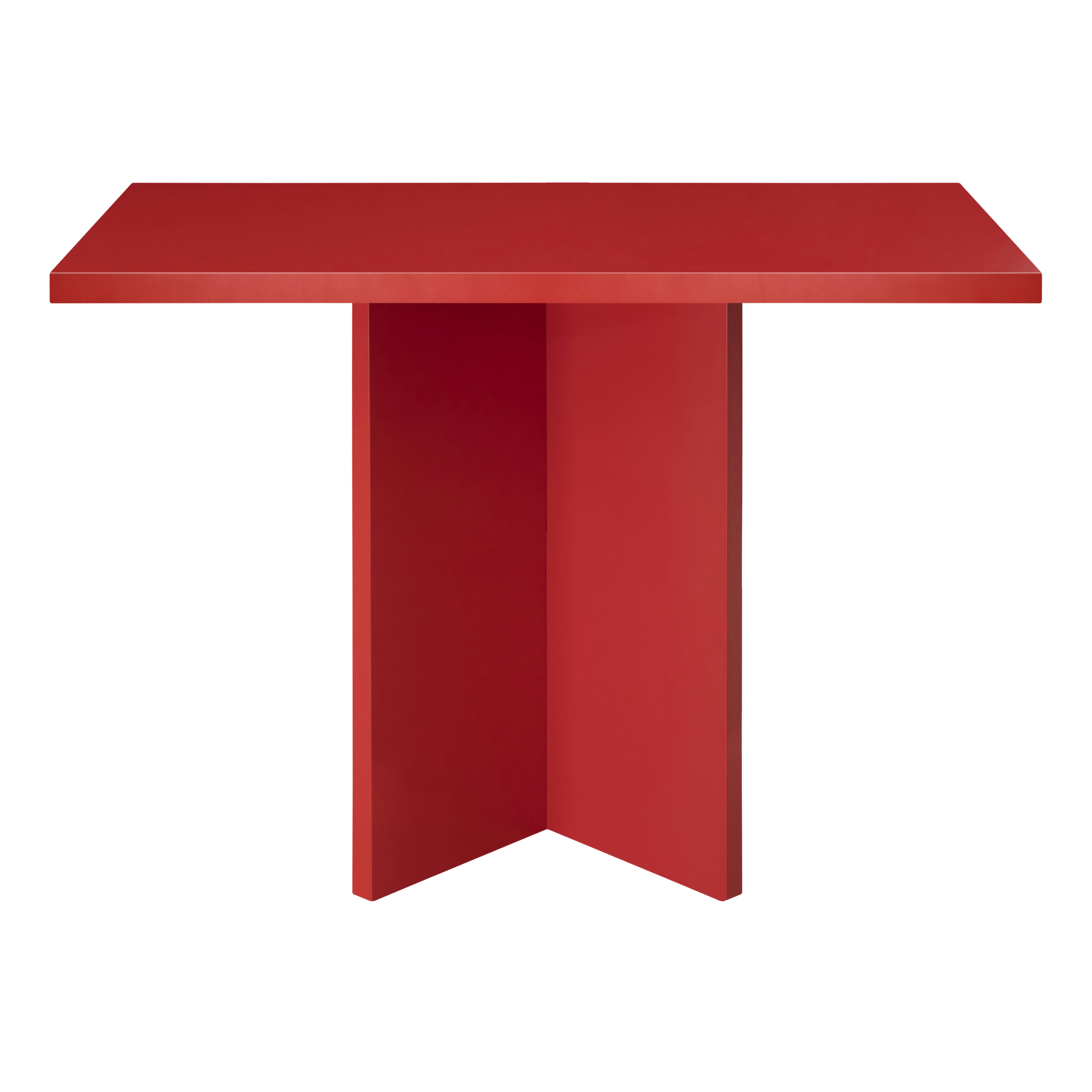BLOCKIE-MATILDA - Table de salle à manger carrée laquée MDF 3cm Rouge Flamme 100x100cm