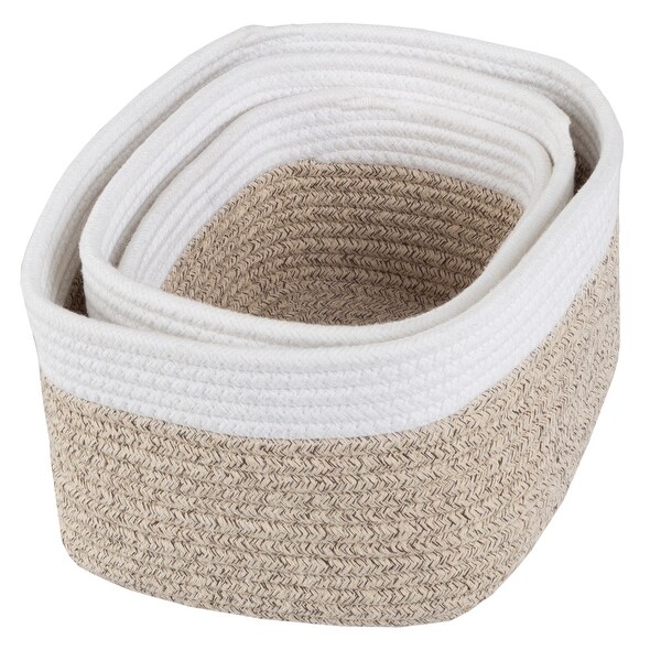 3-Piece Storage Basket Set - Small, Medium, and Large Rope Baskets by Home-Complete