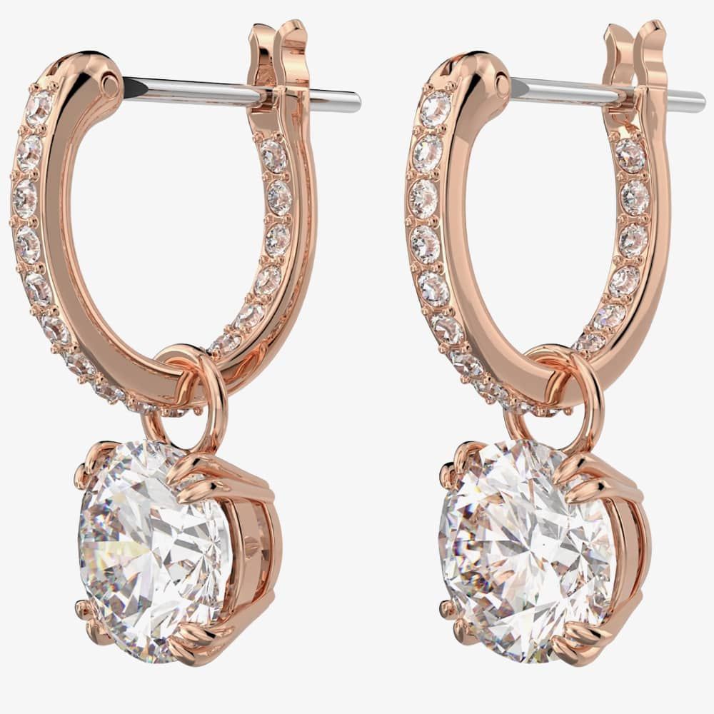 Swarovski Ladies Constella Rose Gold-Plated Hoop Dropper Earrings 5639975