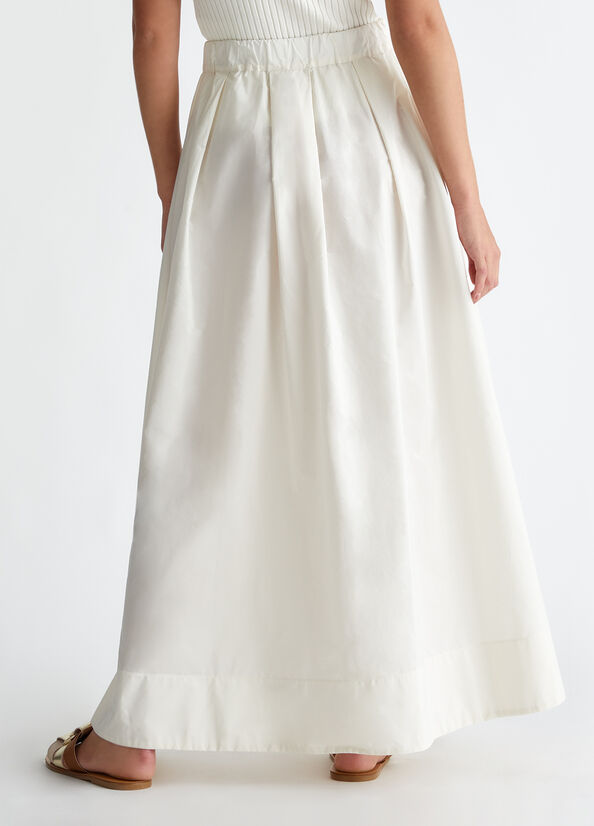 Gonna lunga bianca in taffet&agrave;
