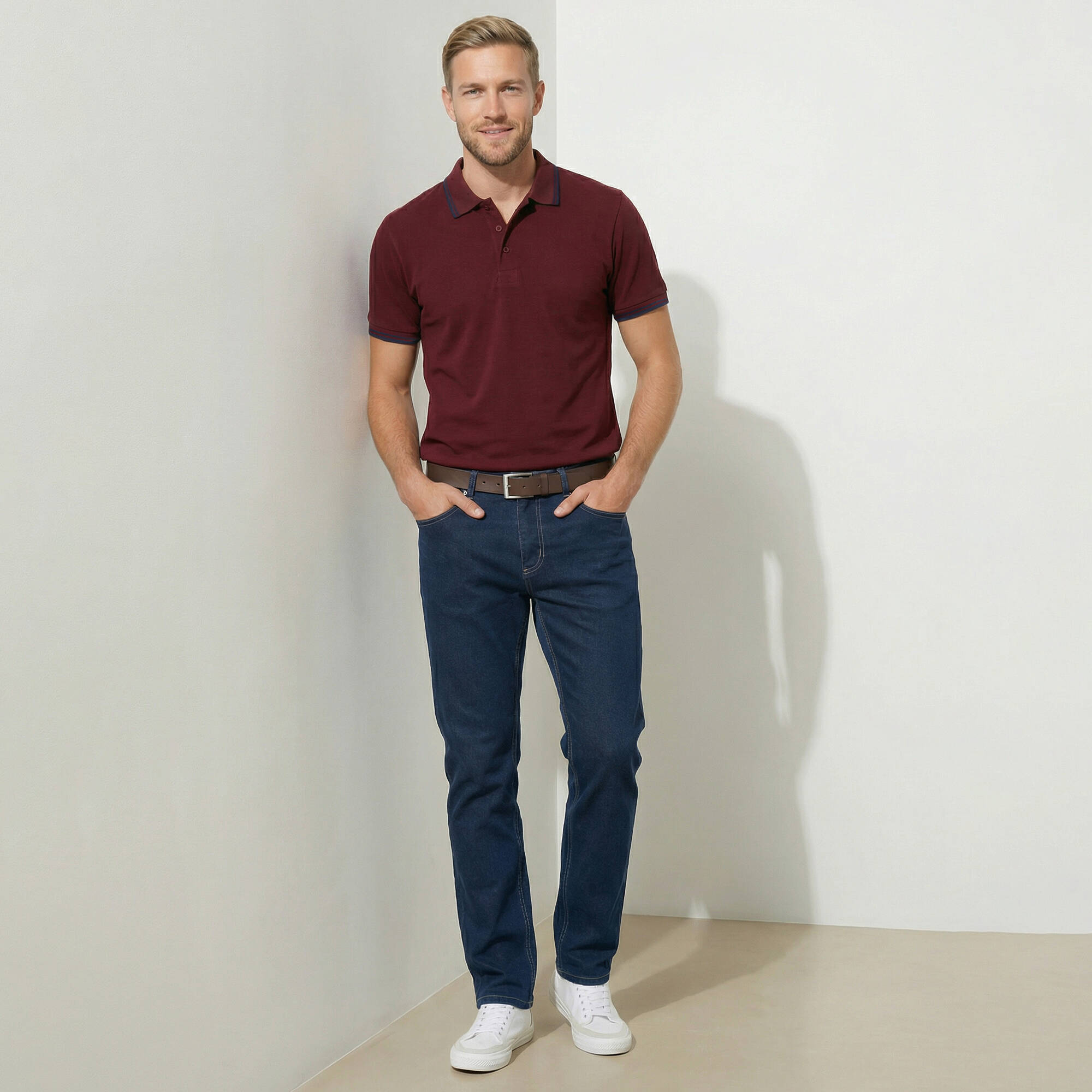 Polo uni maille piquée manches courtes