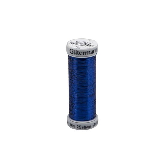 Gutermann Blue Metallic Silver Embroidery Thread 200m (8016)