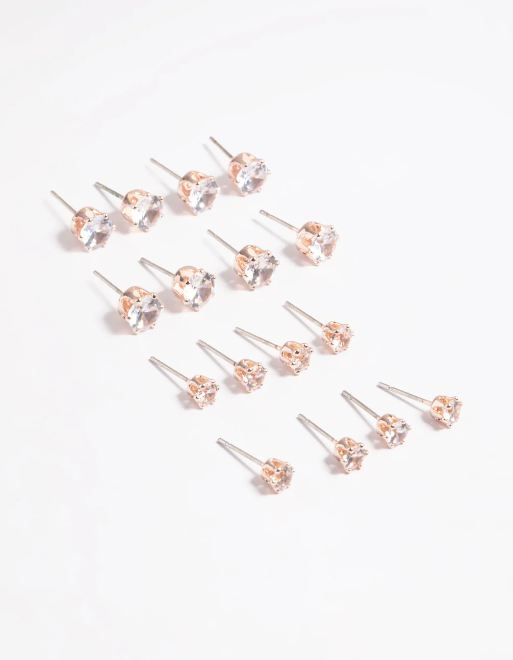 Rose Gold Classic Diamante Studs 8-Pack