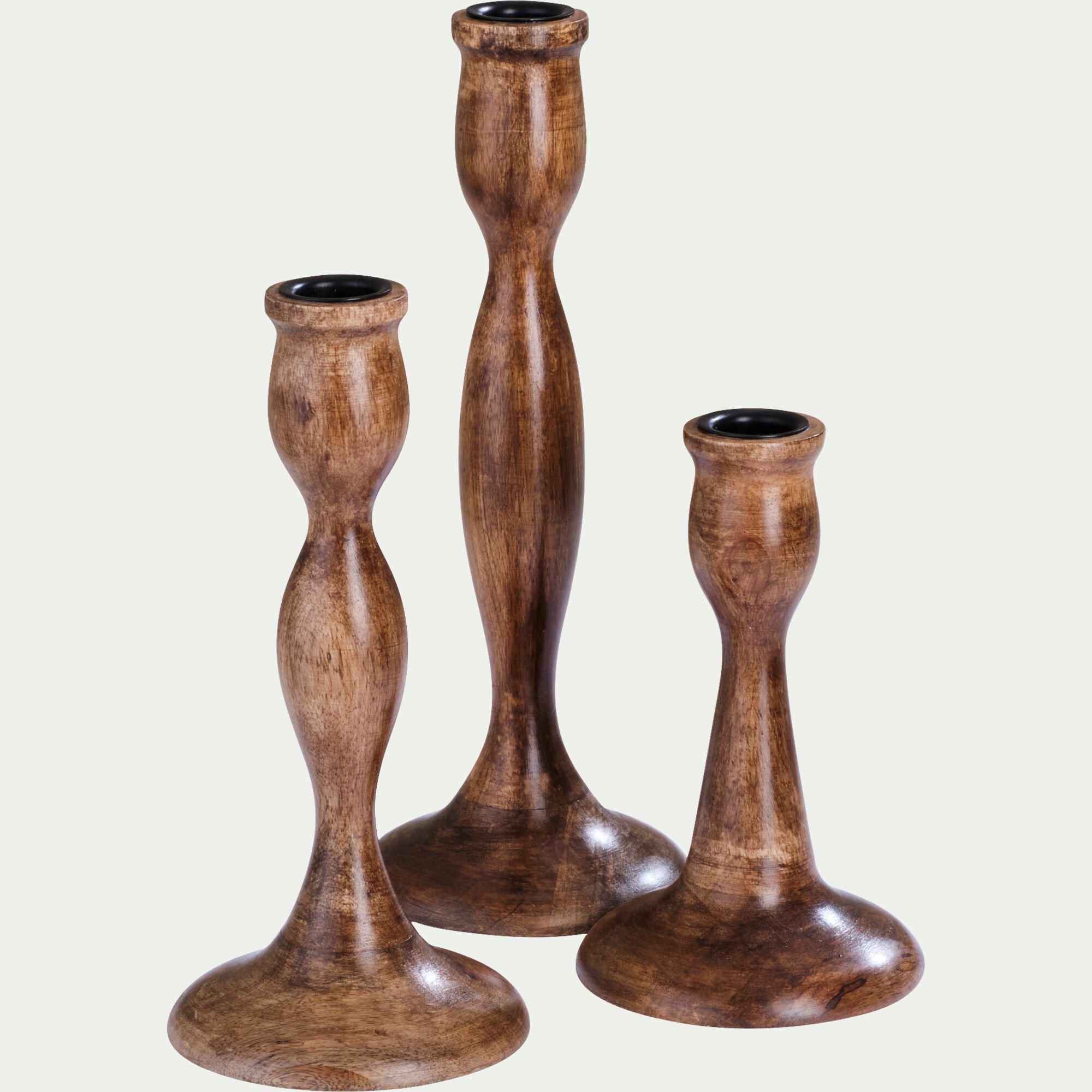 SANTINO - Chandelier en bois de manguier D10xH21,5cm - bois foncé