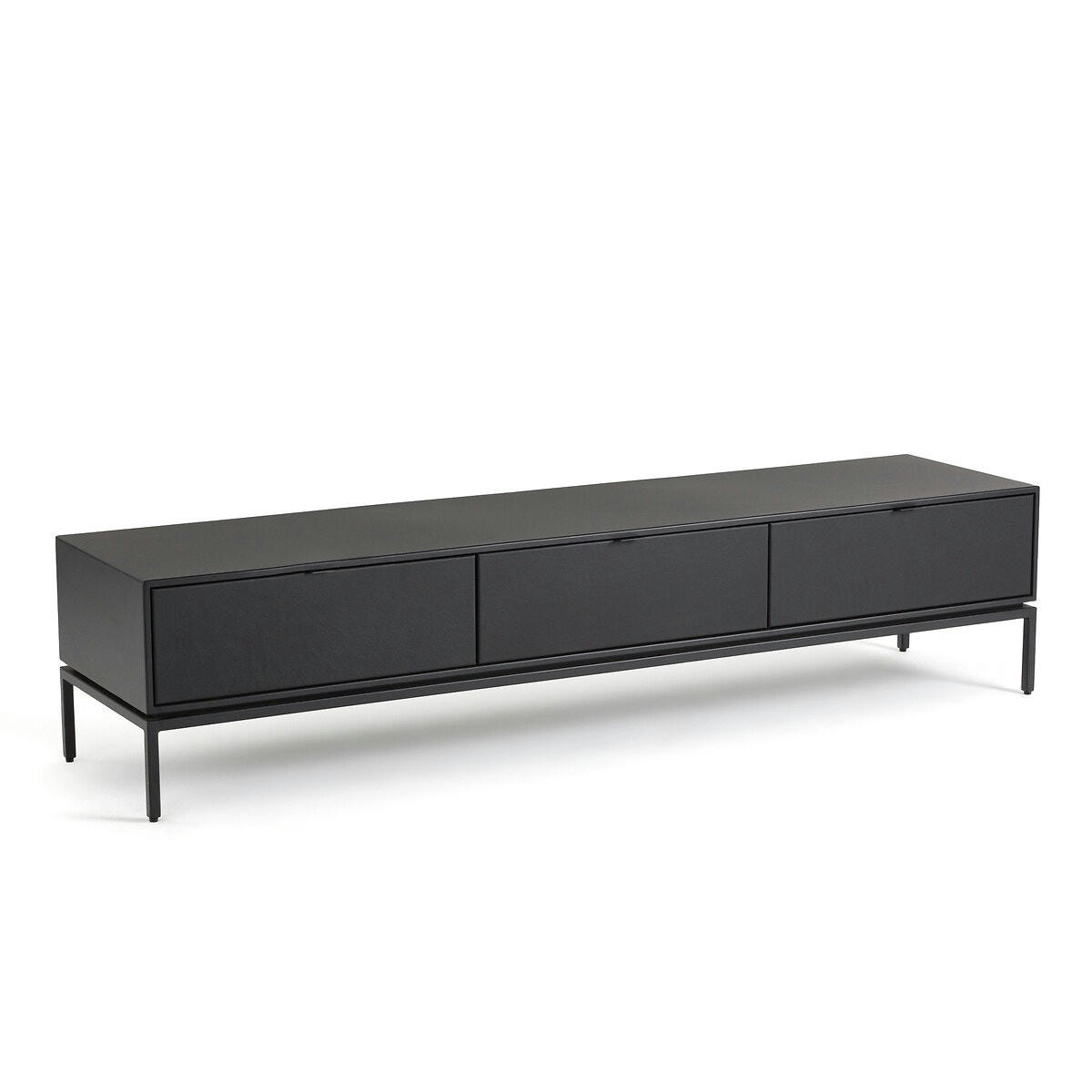 Meuble TV enfilade métal acier et cuir, Réalto