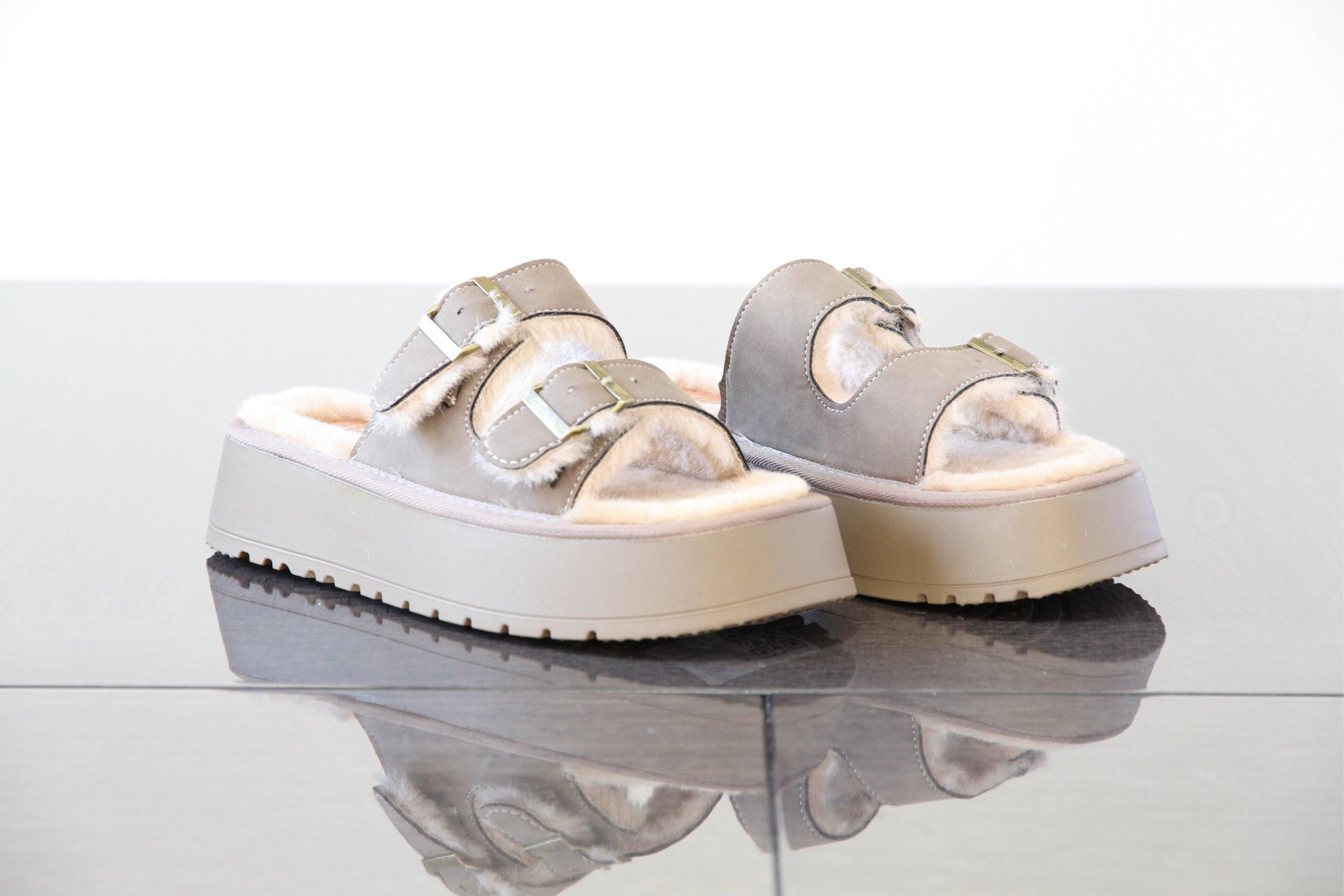 IVACHY Platform Fashion Sandals with Faux Fur